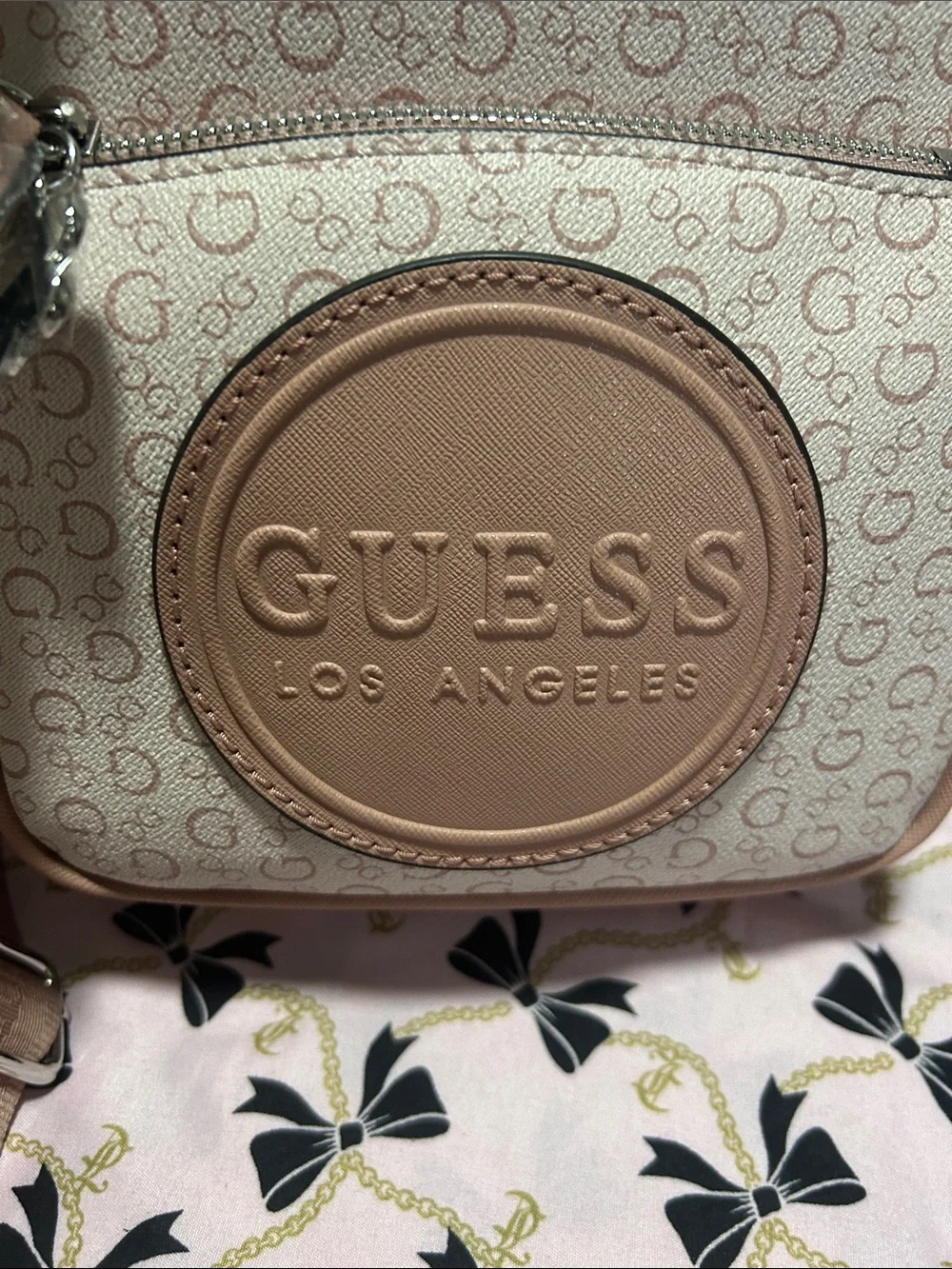 GUESS Blush Pink Mini Backpack with Logo Patch